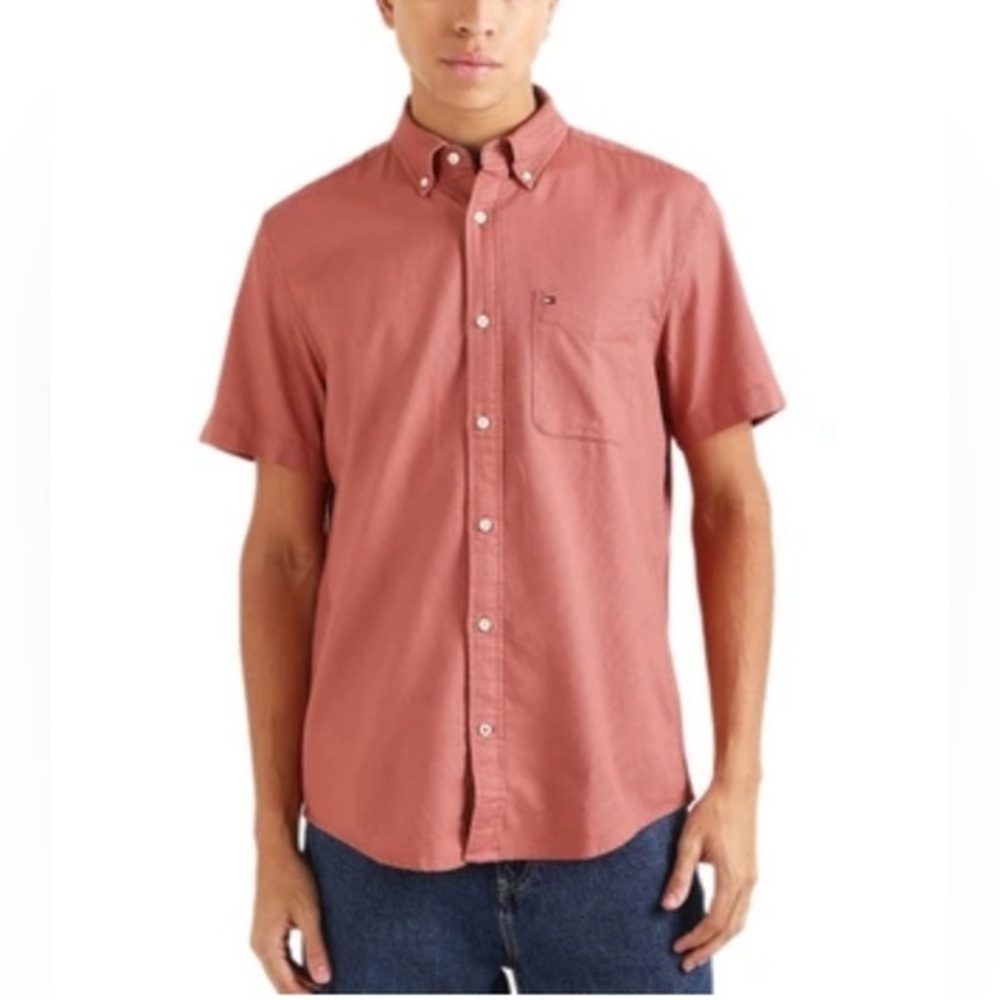Tommy Hilfiger custom fit short sleeve button down shirt L